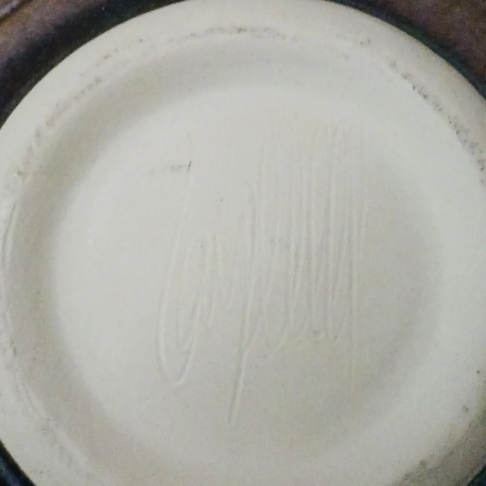 Vintage Bill Campbell glazed scalloped triple petal lotus pottery bowl - Picture 6 of 8